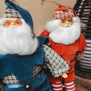 RARE VINTAGE 1954 FULL SIZE SANTA ELVES ORNAMENT SET